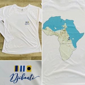 NEW without TAGS Vapor long sleeve rash guard with print of Djibouti